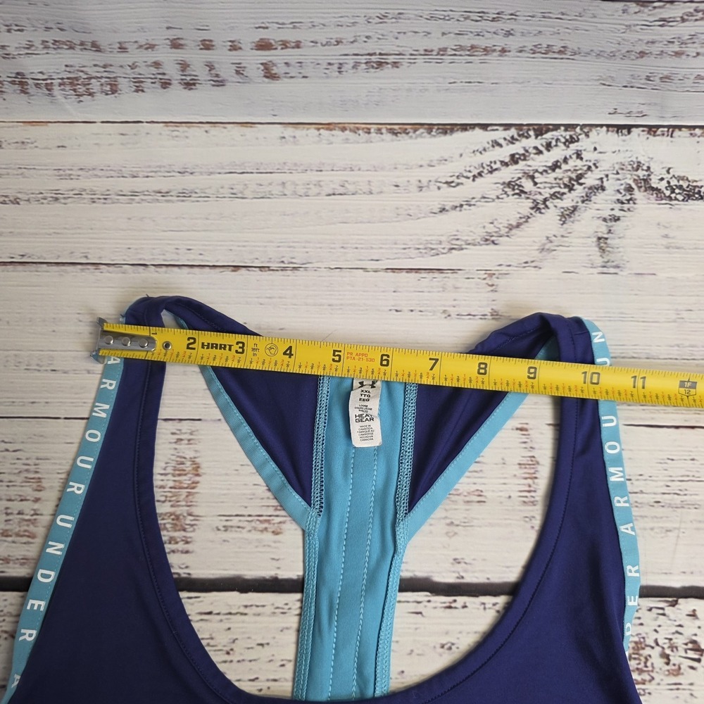 Under Armour Knockout Tank Top Womens 2XL Navy Blue Stretch Logo Racerback Loose - Picture 9 of 9